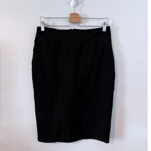 BETABRAND classic capsule stretch knit black straight pencil lined skirt